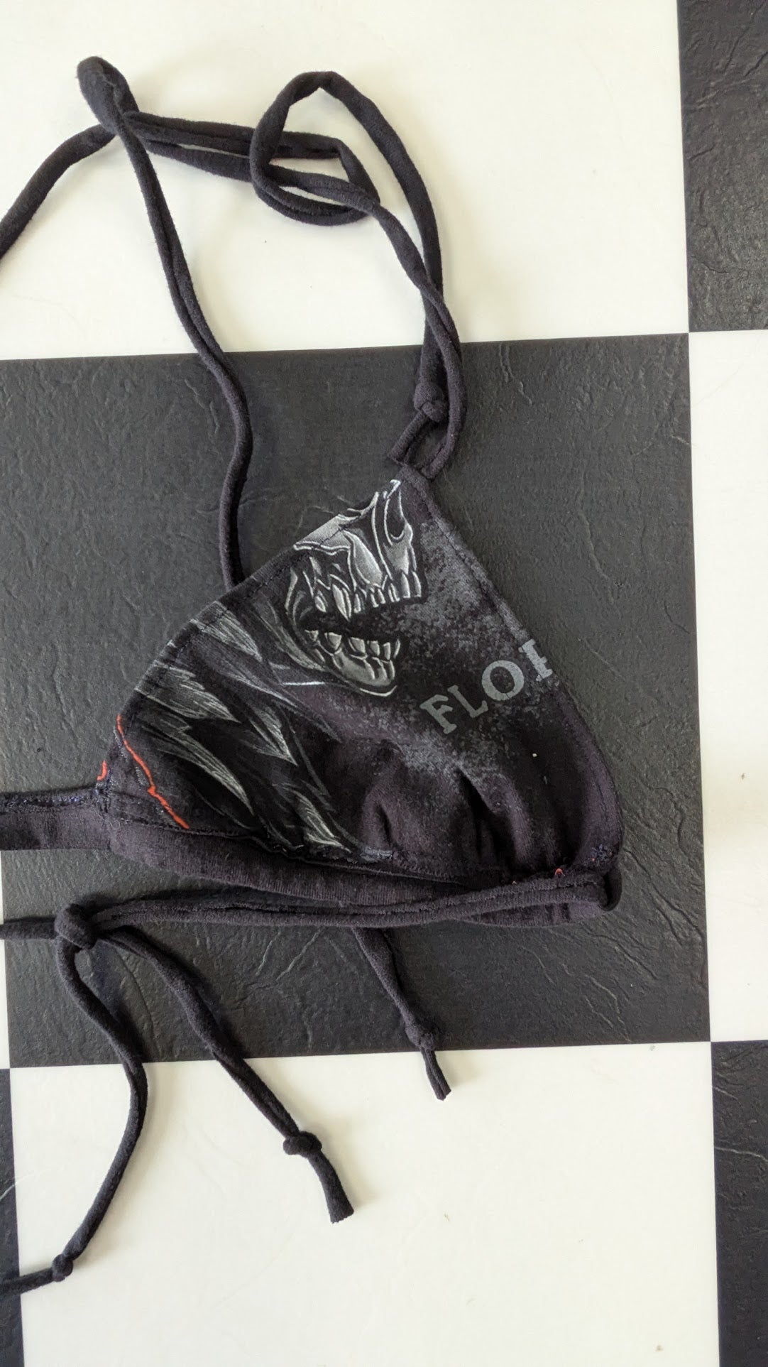One-of-a-Kind Reversible Upcycled Harley-Davidson Triangle Bikini Top – Handmade