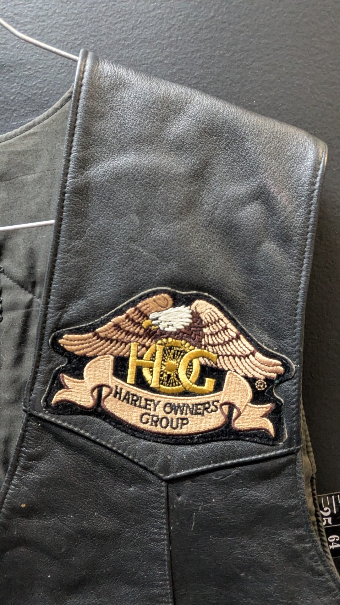 Vintage Harley-Davidson HOG Leather Vest Eagle Patch Snap Front Men's Black