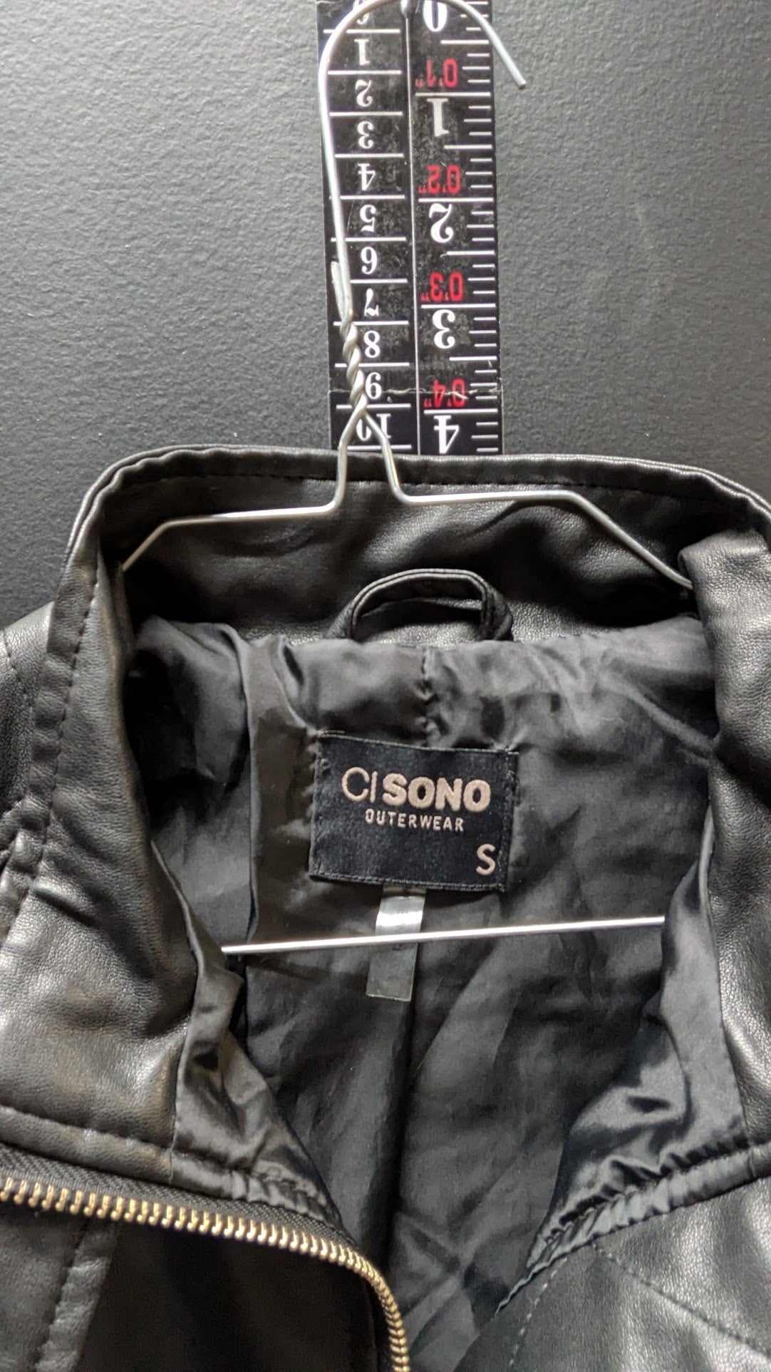 Cisono Outerwear Women's Black Faux Leather Moto Jacket Full Zip Size Small