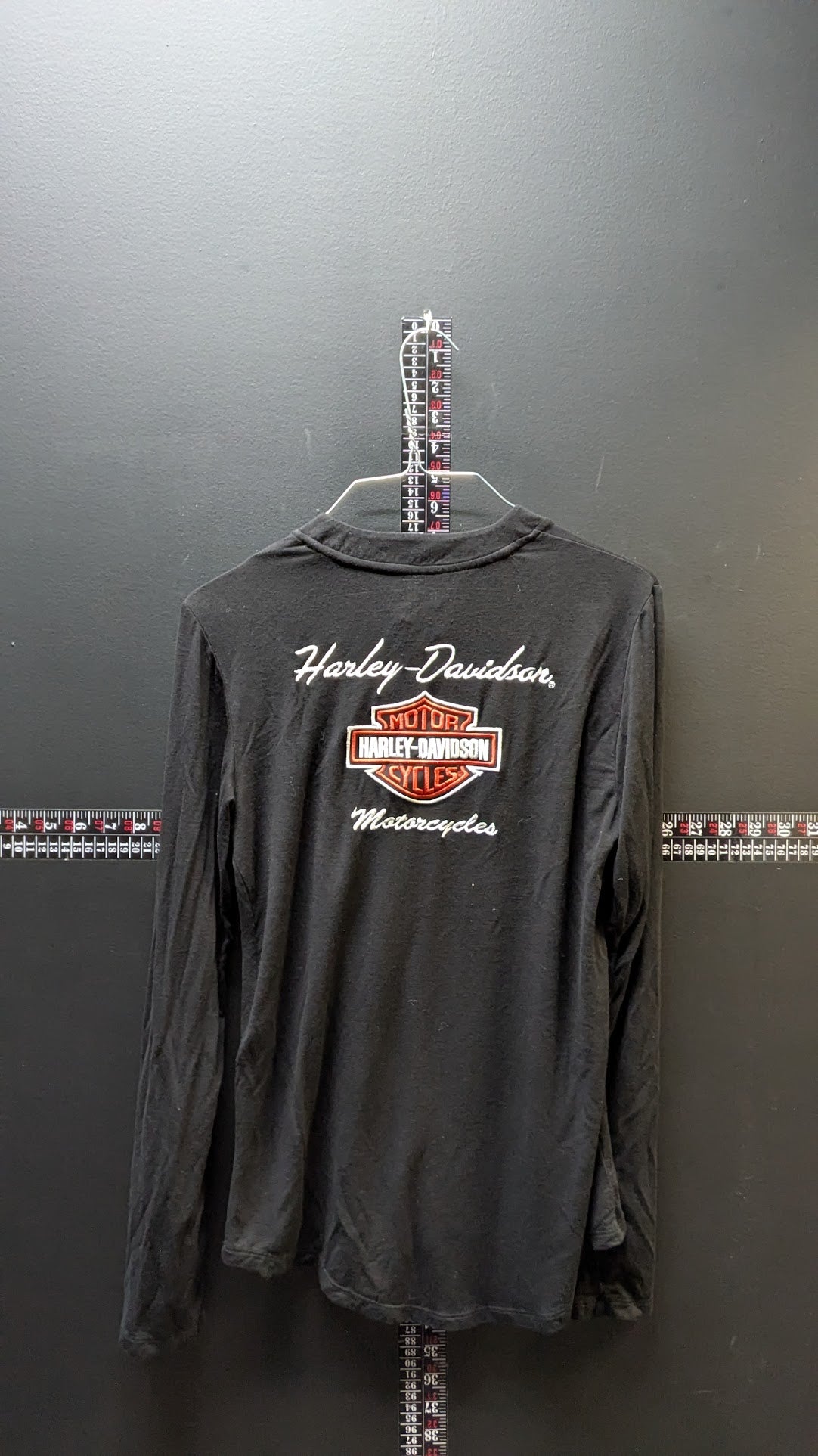 Harley-Davidson Women's Long Sleeve Lace Up Shirt Black Embroidered Logo XL