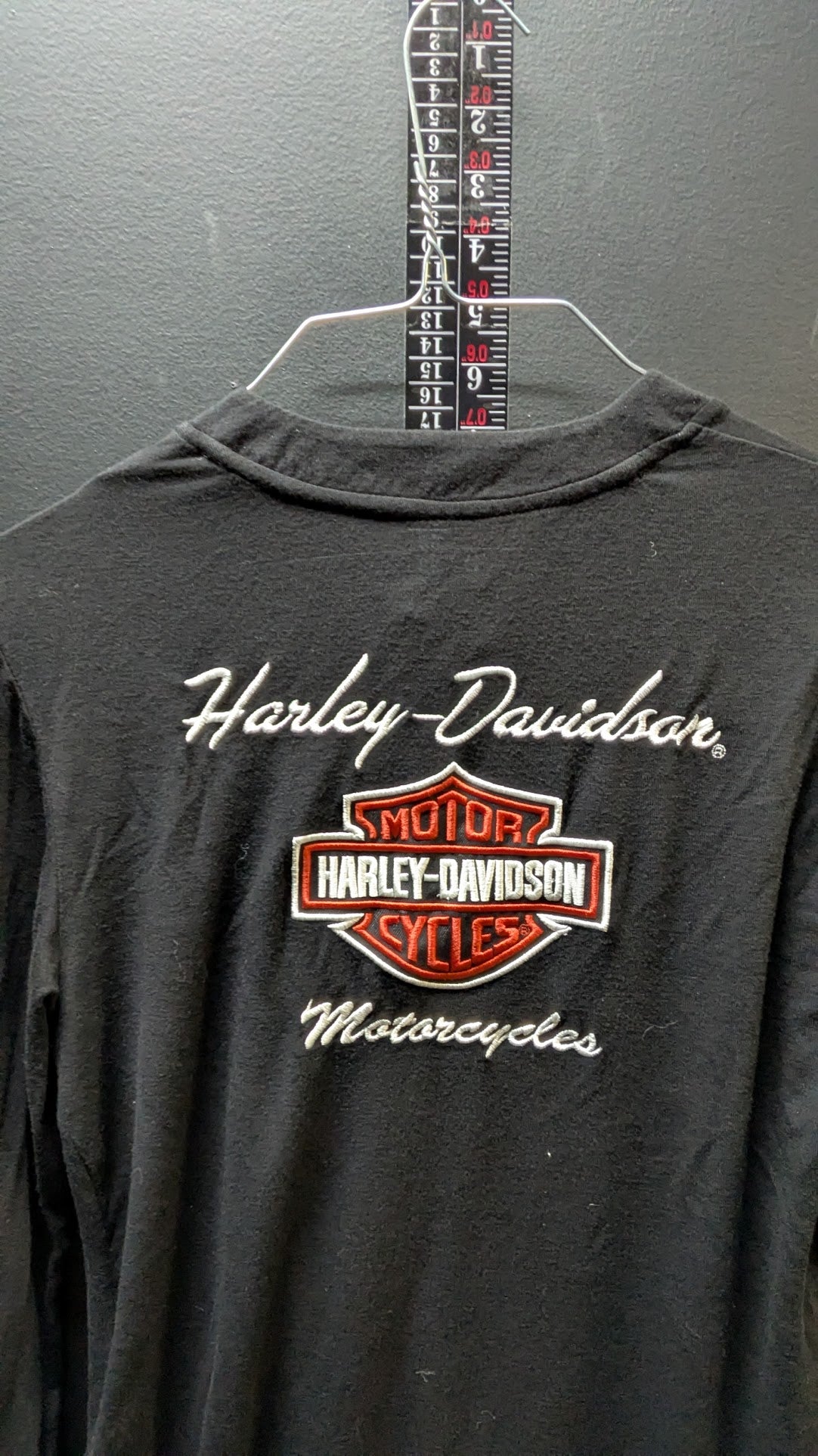 Harley-Davidson Women's Long Sleeve Lace Up Shirt Black Embroidered Logo XL