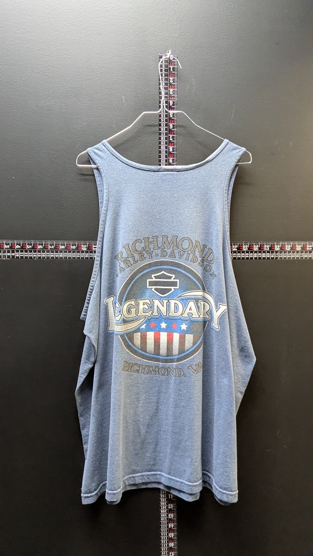 Harley-Davidson Men's Tank Top 2XL Blue Richmond VA Legendary Double Sided