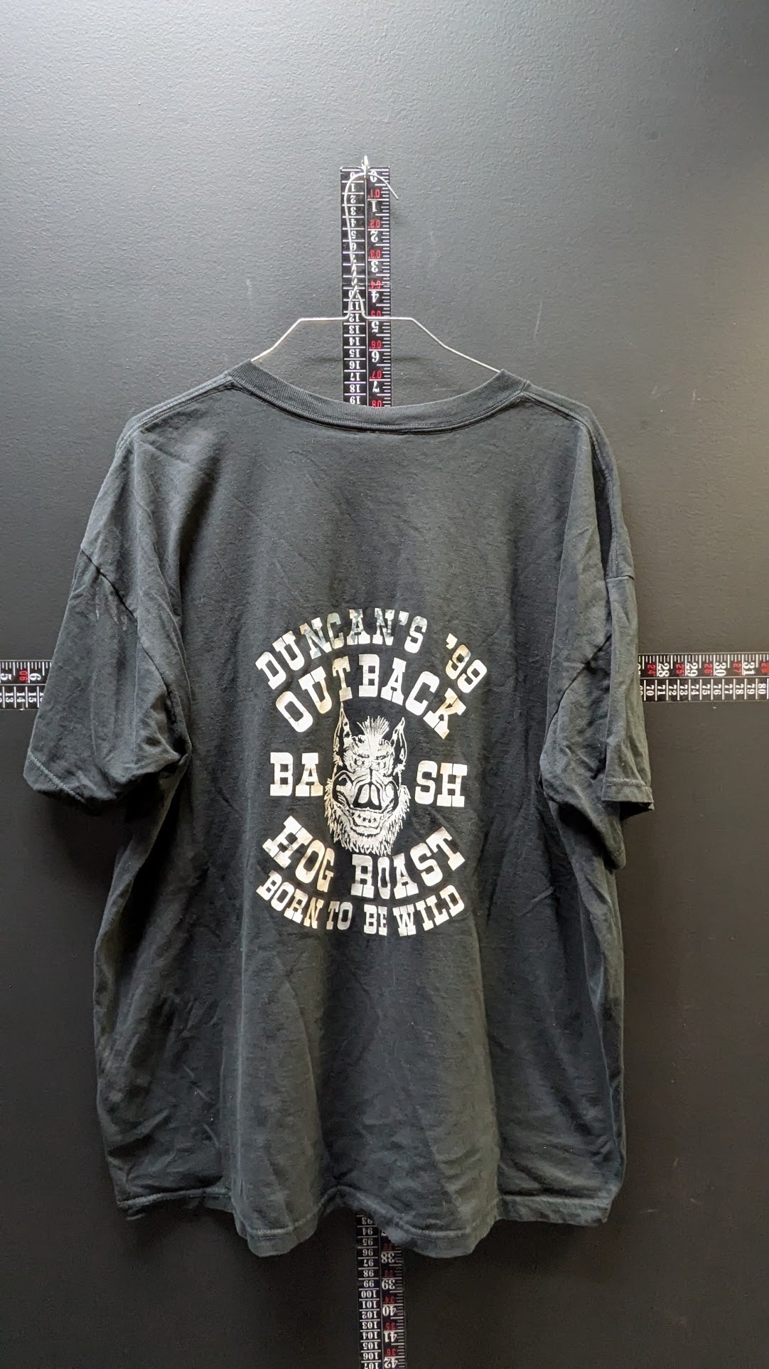 1999 Duncan's Outback Bash Hog Roast T-Shirt Men's XXL Black Pocket Biker Tee