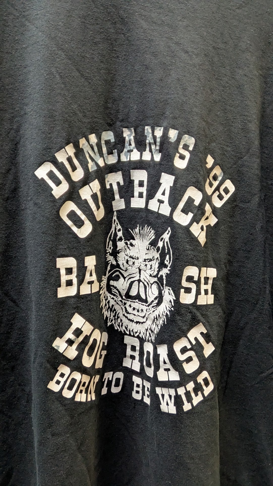 1999 Duncan's Outback Bash Hog Roast T-Shirt Men's XXL Black Pocket Biker Tee
