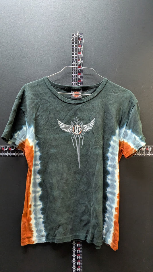 Harley-Davidson Women's XL Tie Dye T-Shirt Green Mid-Ohio Springfield OH USA Made