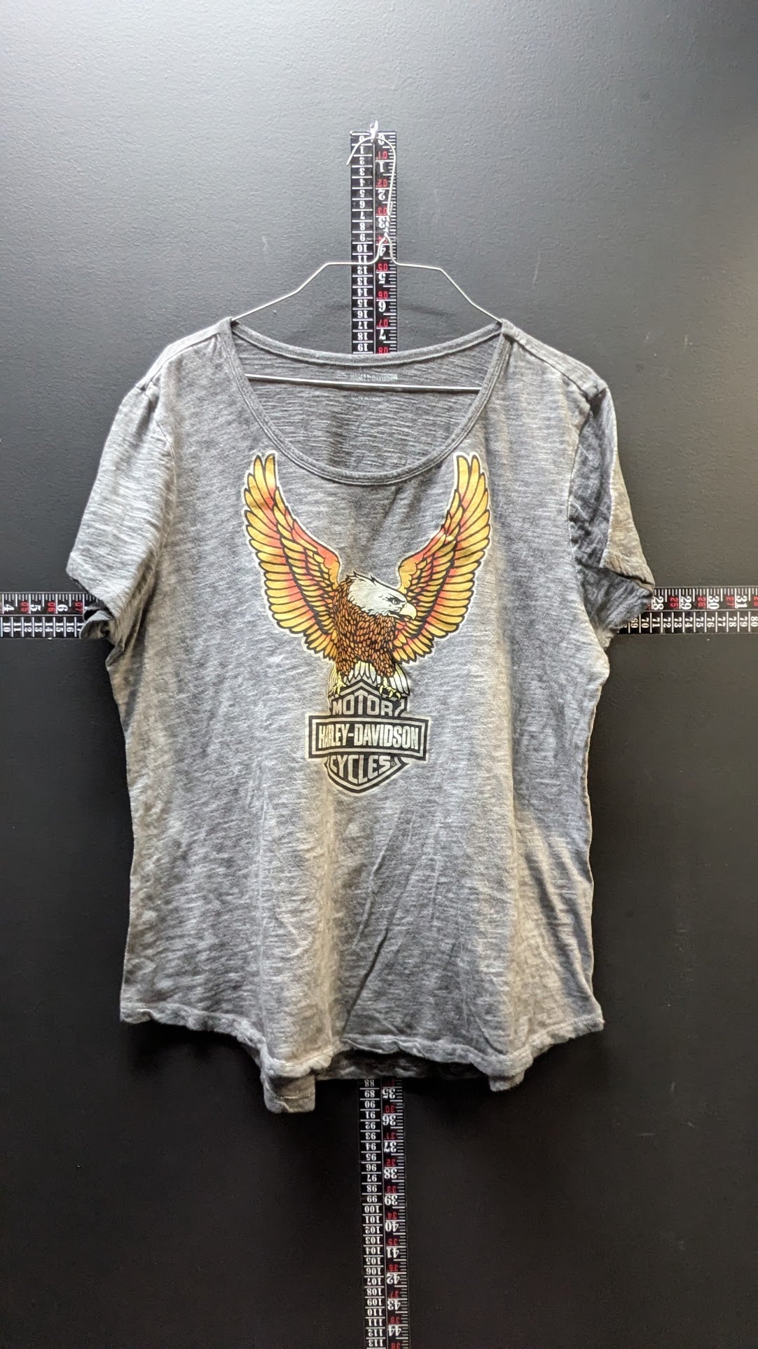 Harley-Davidson Women's XL Gray Eagle Bar Shield Burnout T-Shirt Front Graphic