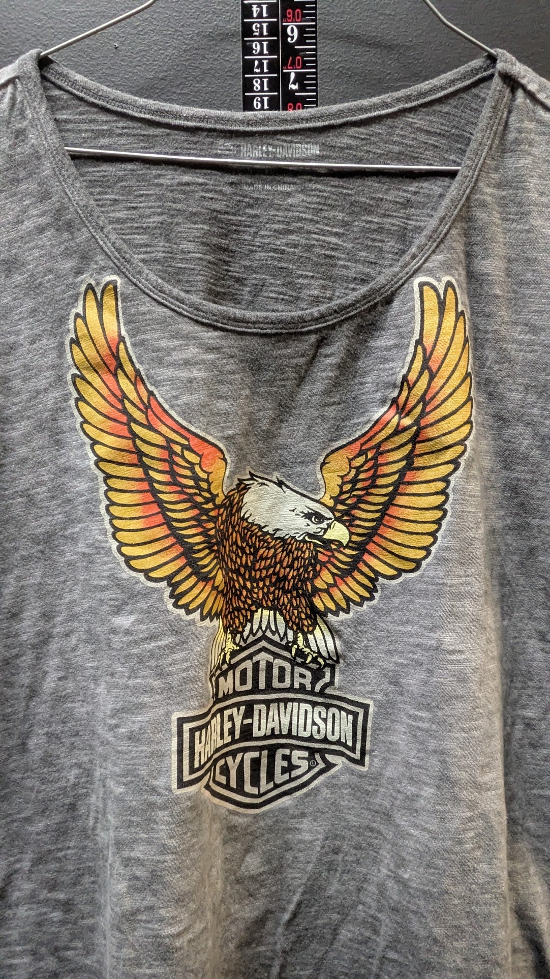 Harley-Davidson Women's XL Gray Eagle Bar Shield Burnout T-Shirt Front Graphic