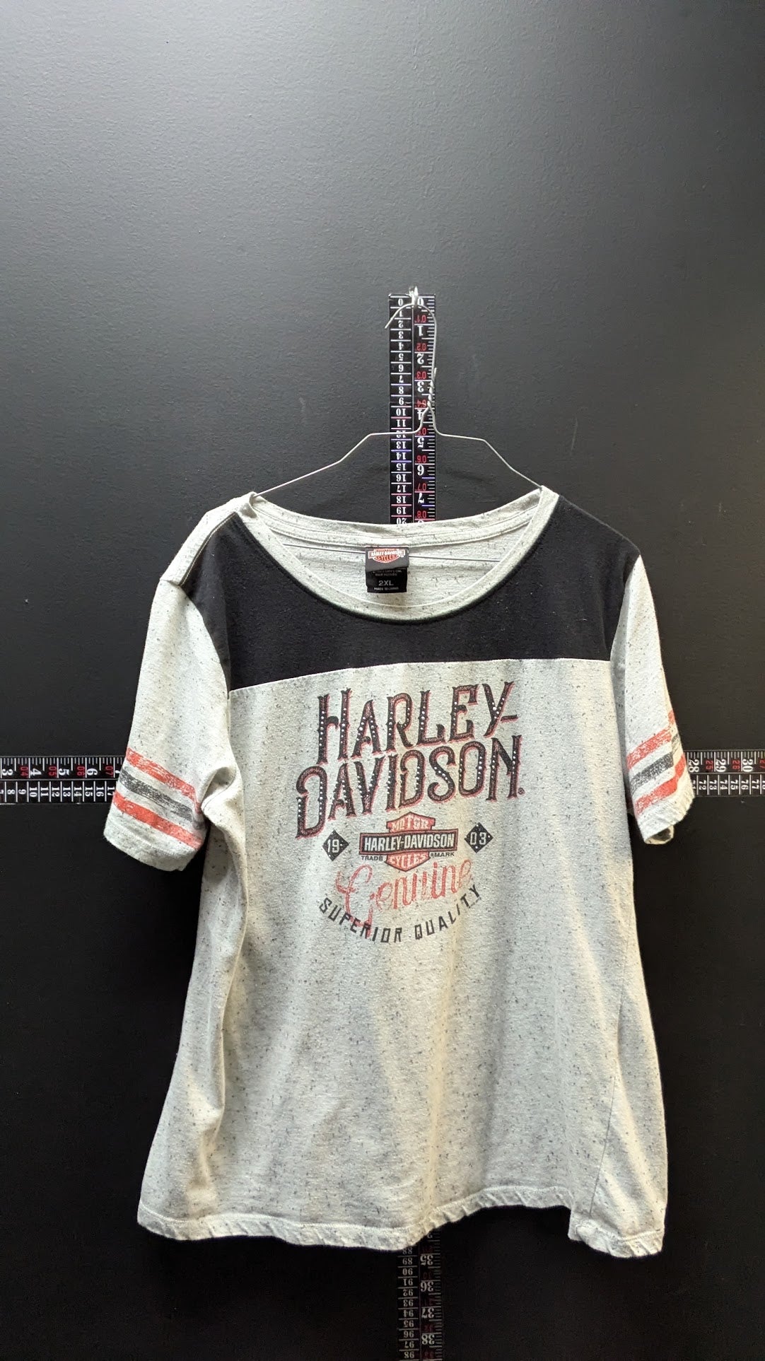 Harley-Davidson Women's 2XL Jersey T-Shirt Dover Ohio Gray Colorblock Double Sided