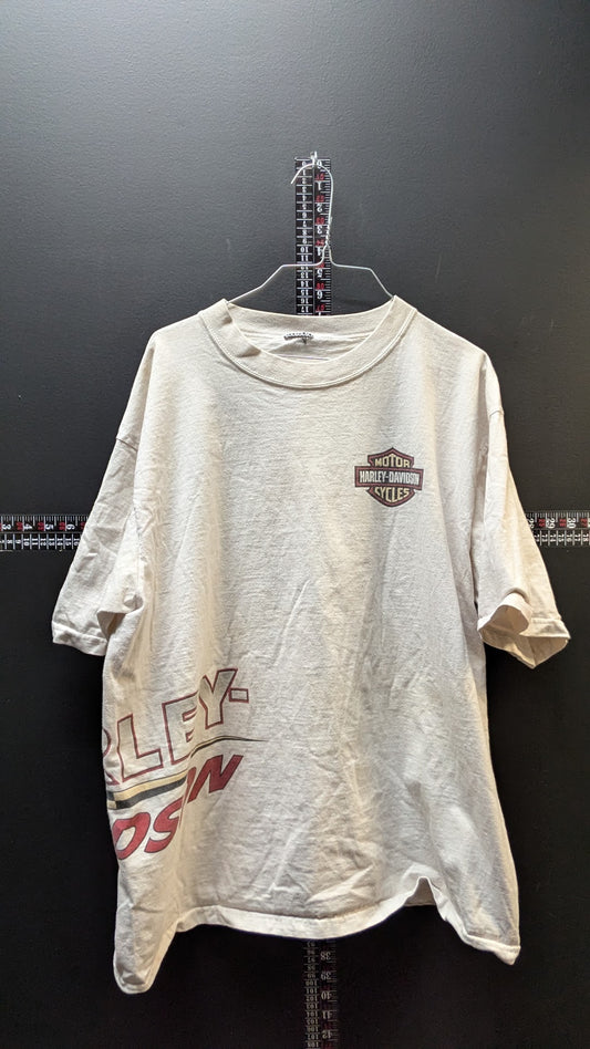 Harley-Davidson Men's Large White Wrap Around Graphic T-Shirt Bar & Shield Short Sleeve