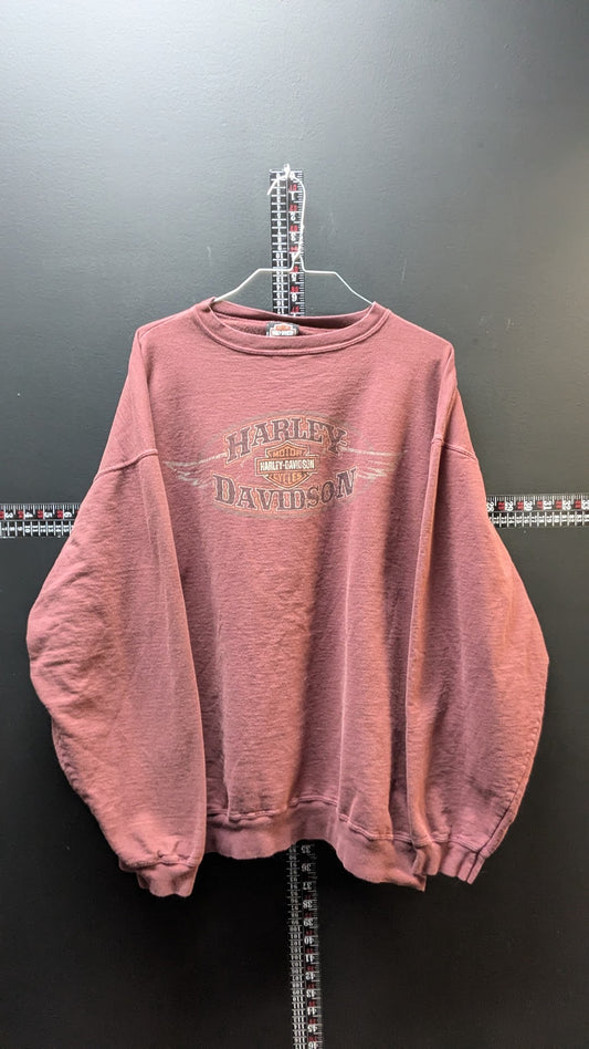 Vintage Harley-Davidson Crewneck Sweatshirt Men's Large Burgundy Faded USA Made 100% Cotton