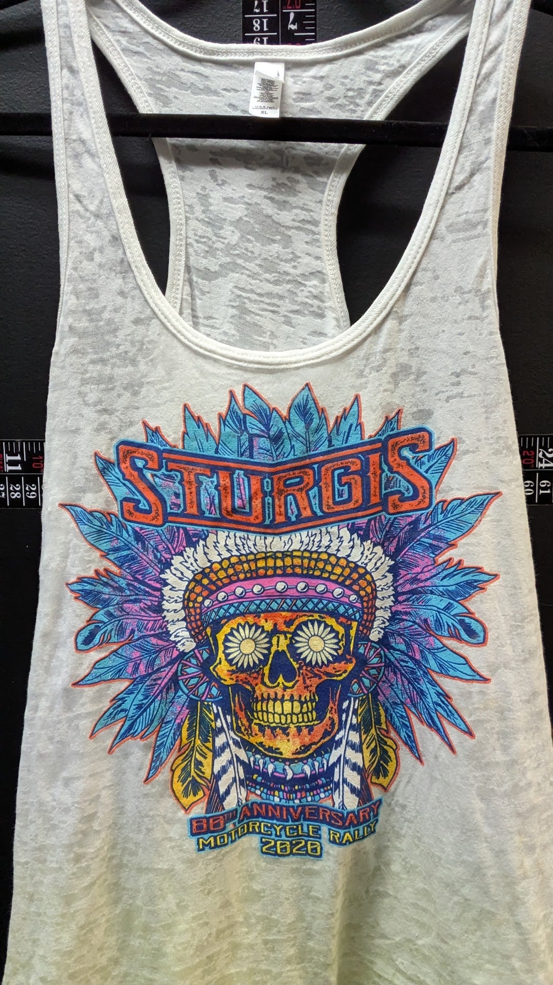 2020 Sturgis 80th Anniversary Motorcycle Rally Burnout Tank Top Women's XL Skull