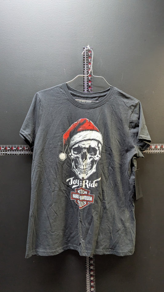 New Harley-Davidson Joy to the Ride Santa Skull T-Shirt XL Black Queen City West Chester Ohio