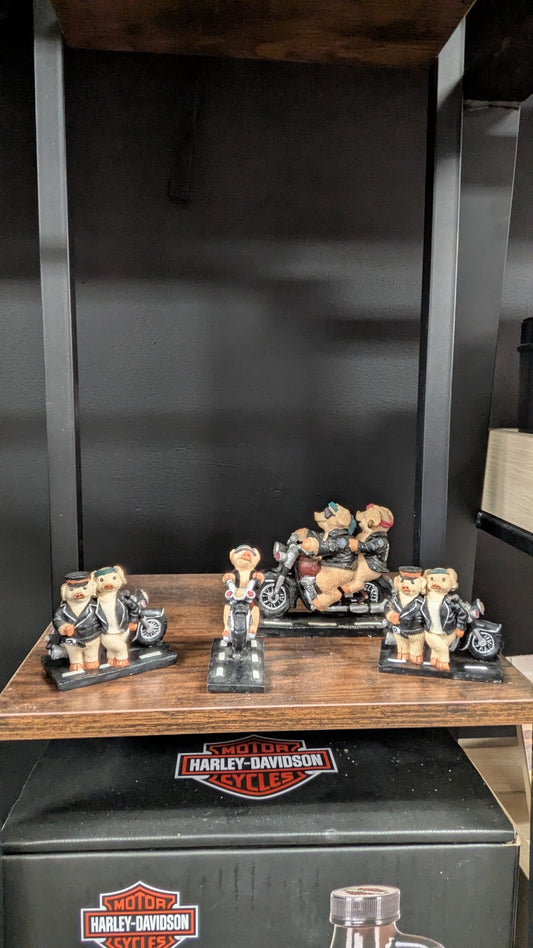 Young's 1996 Biker Pig Figurine Set Motorcycle Leather Jacket Hog Rider Lot of 4