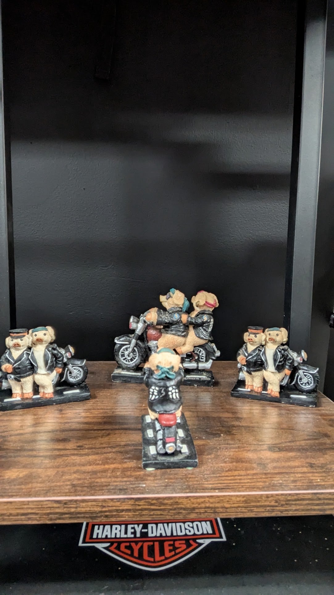 Young's 1996 Biker Pig Figurine Set Motorcycle Leather Jacket Hog Rider Lot of 4