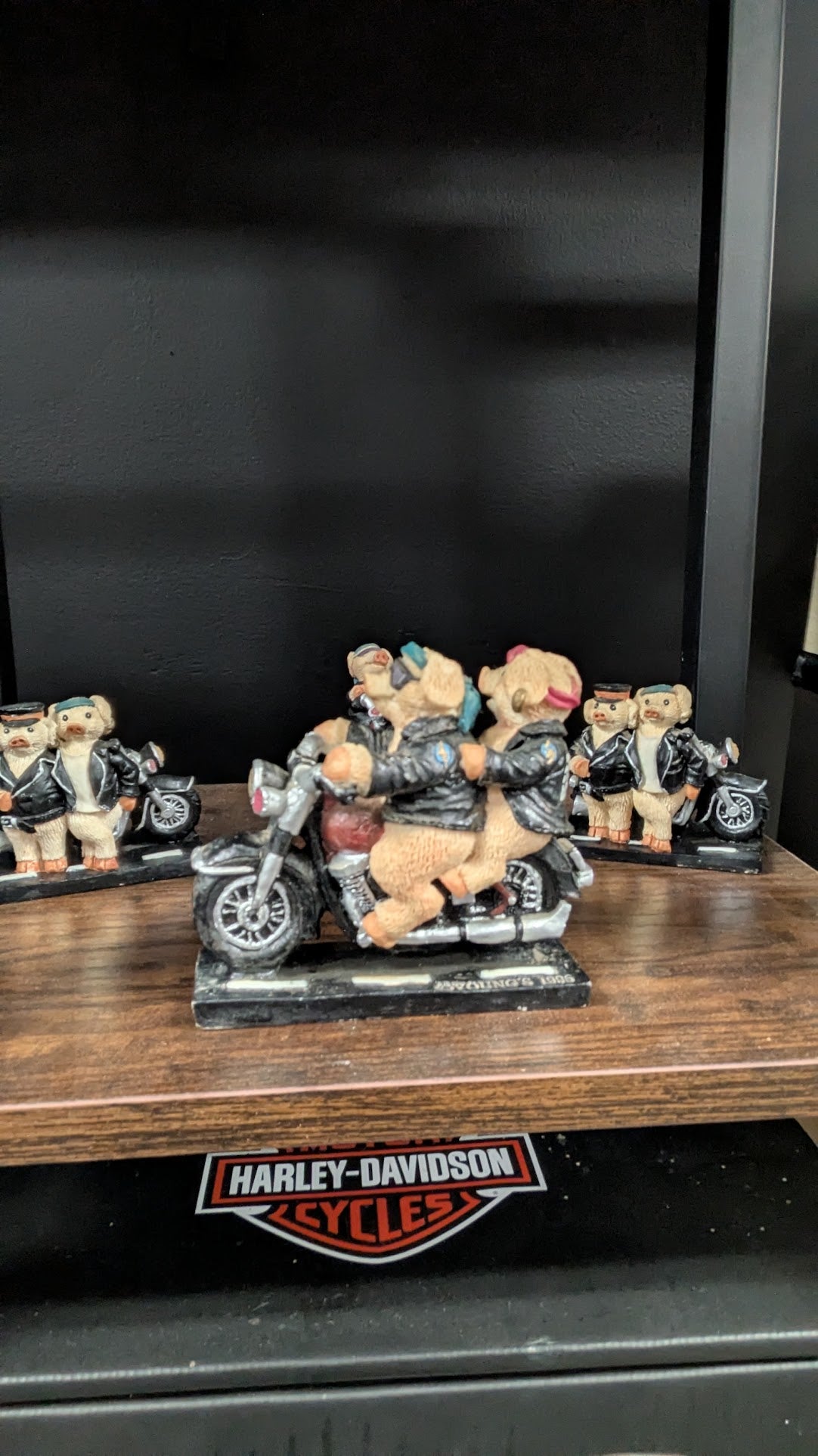 Young's 1996 Biker Pig Figurine Set Motorcycle Leather Jacket Hog Rider Lot of 4