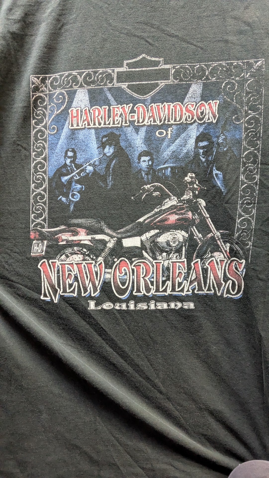 Vintage Harley-Davidson New Orleans Louisiana T-Shirt Men's XL Green Double Sided