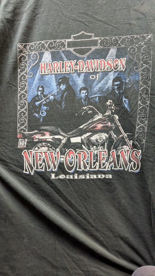 Vintage Harley-Davidson New Orleans Louisiana T-Shirt Men's XL Green Double Sided