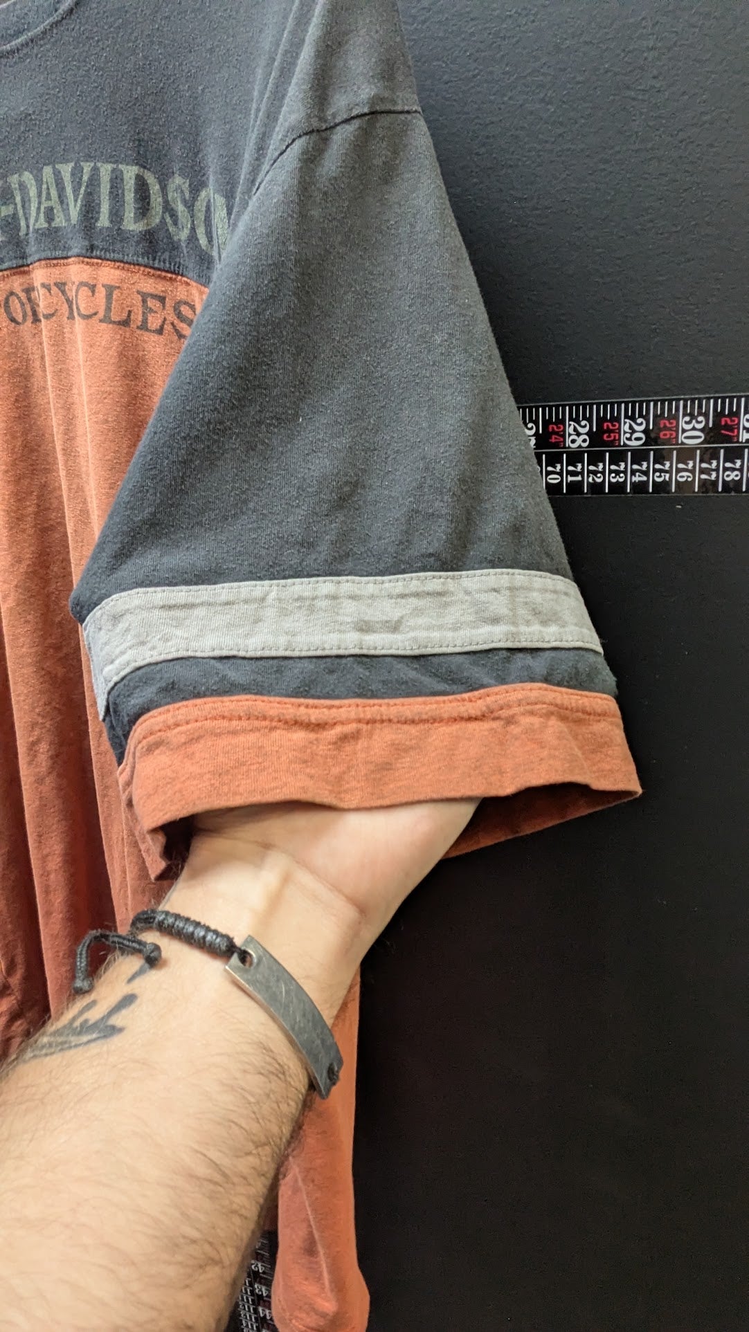Harley-Davidson Color Block T-Shirt Men's XL Black Orange Peoria IL Double Sided