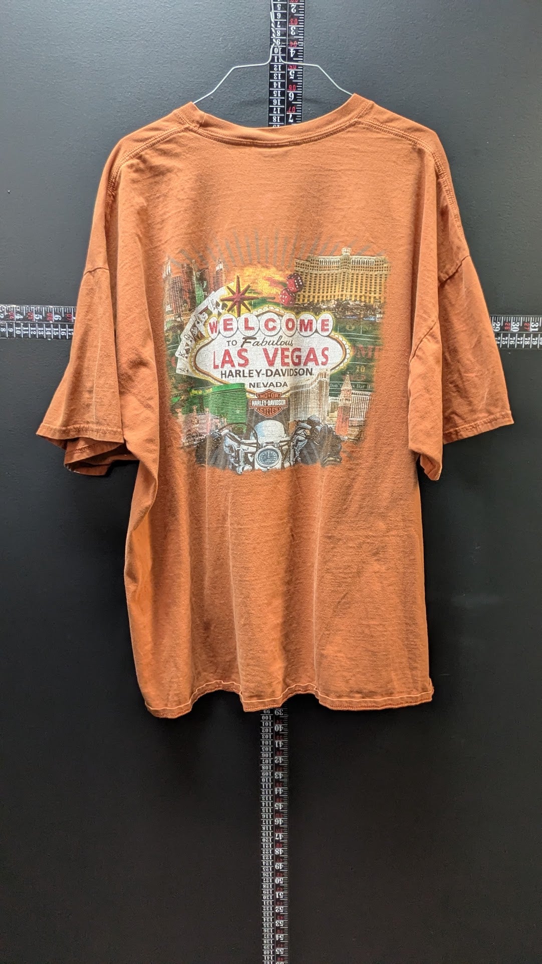 2002 Harley-Davidson Las Vegas Nevada T-Shirt Men's 3XL Orange Double Sided