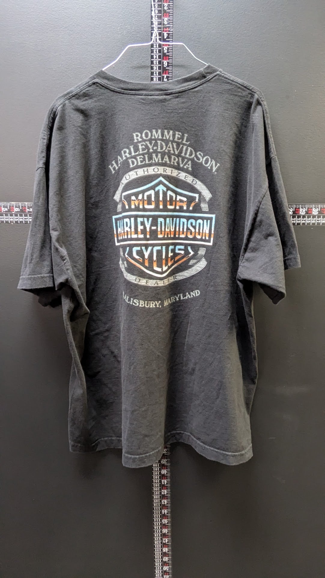 Harley-Davidson T-Shirt Men's 2XL Black Rommel Delmarva Salisbury MD Double Sided