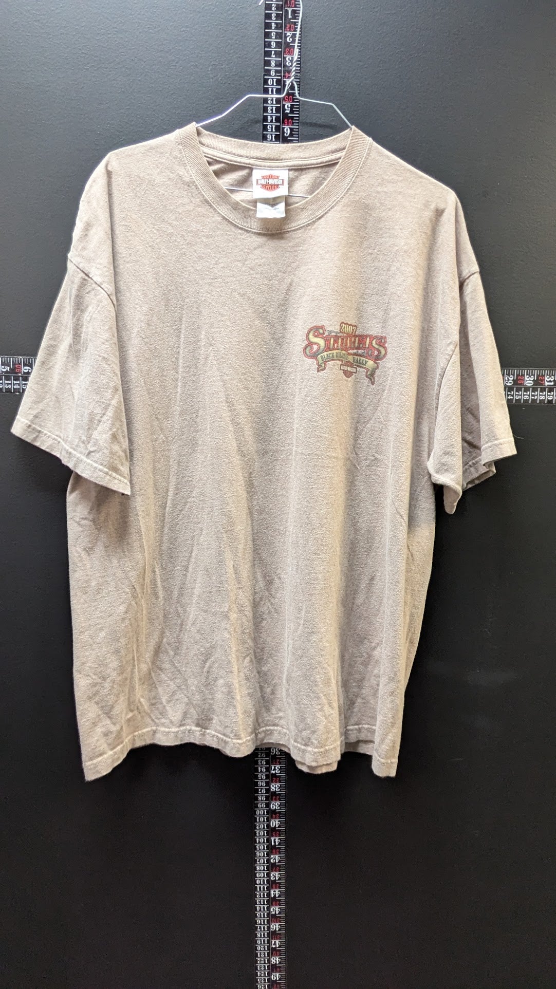 2007 Harley-Davidson Sturgis Rally T-Shirt Men's XL Tan 20th Anniversary Black Hills SD