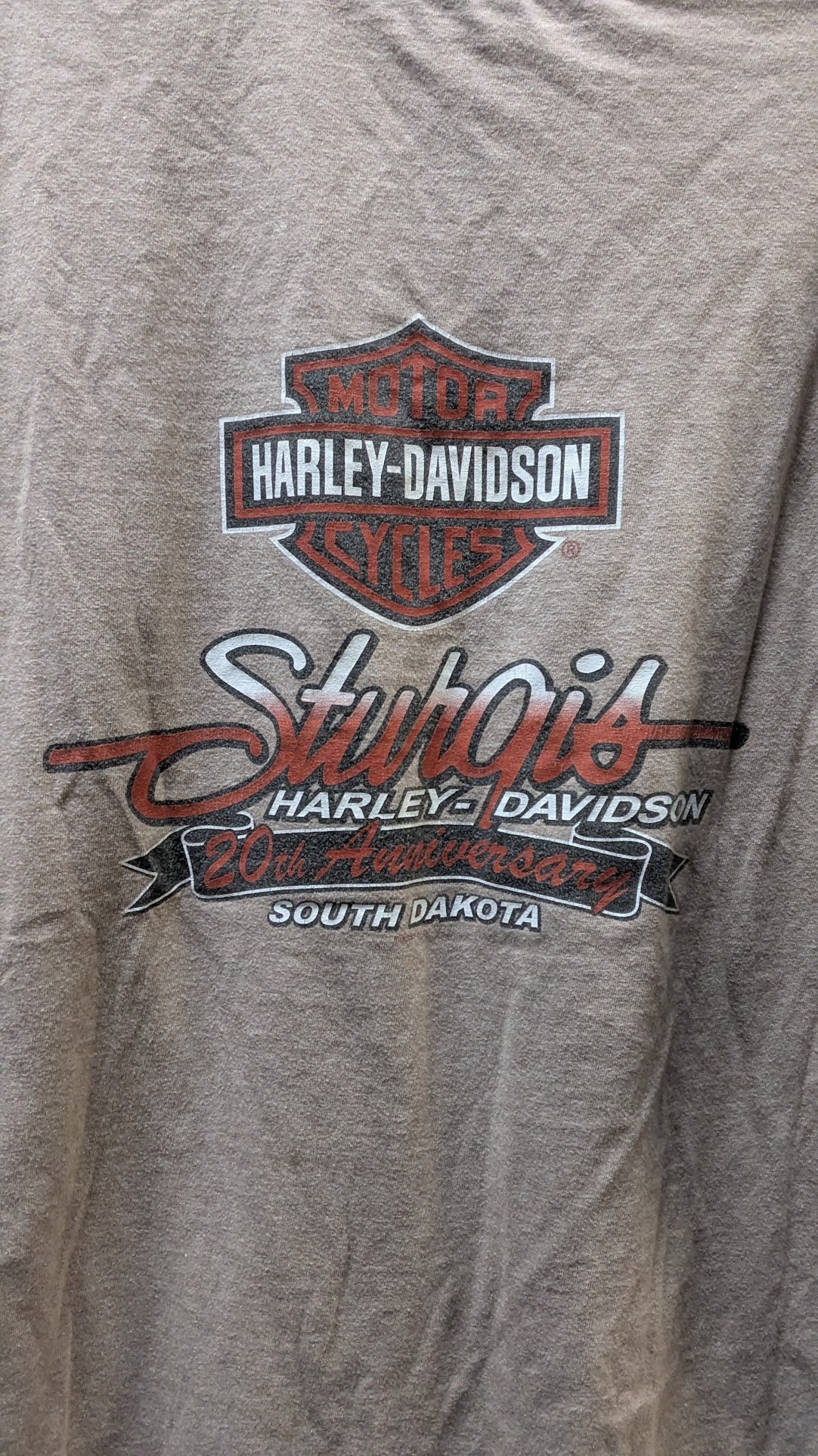 2007 Harley-Davidson Sturgis Rally T-Shirt Men's XL Tan 20th Anniversary Black Hills SD