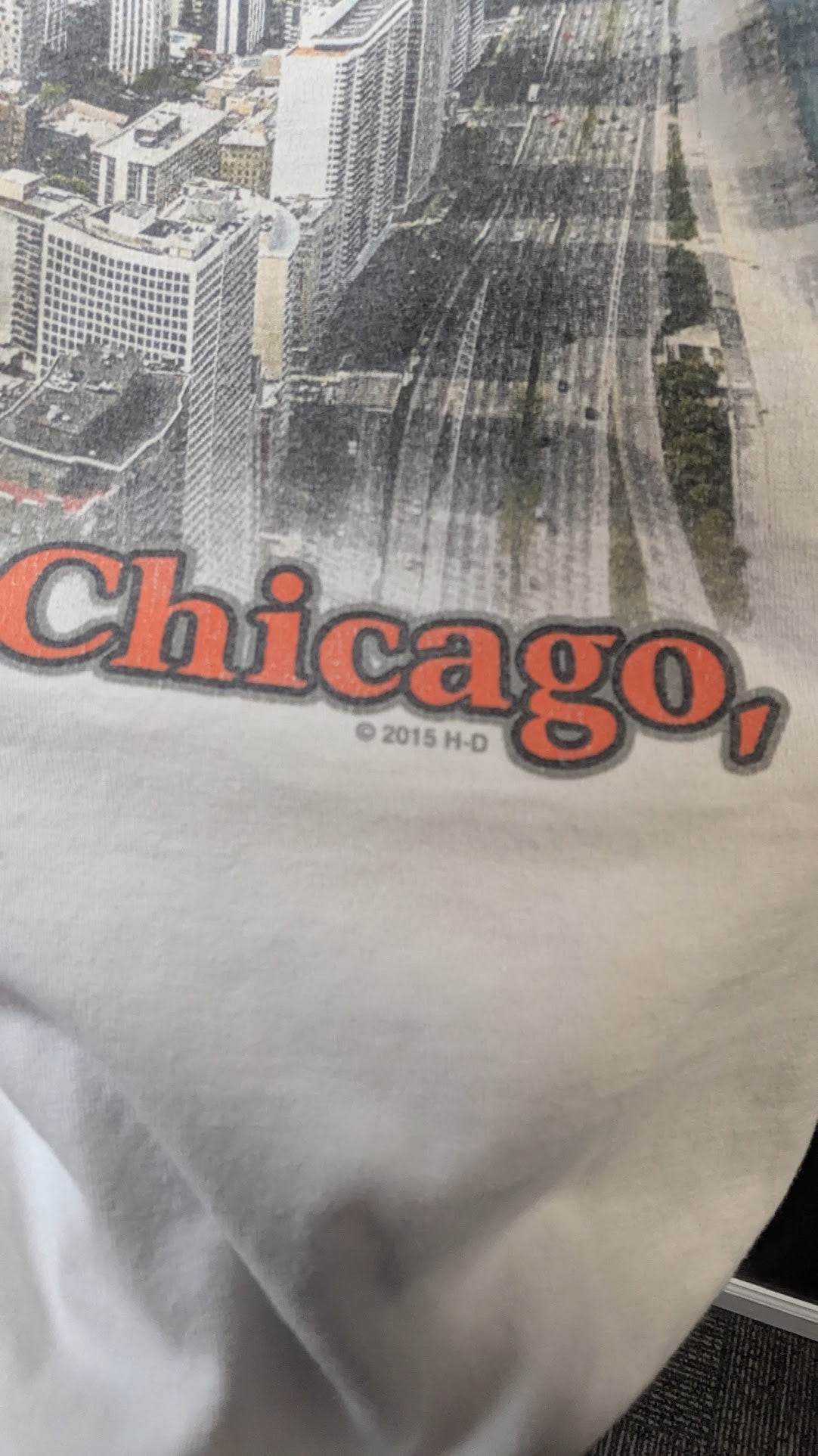 Harley-Davidson T-Shirt Men's White Chicago Illinois Skyline Double Sided Biker Tee