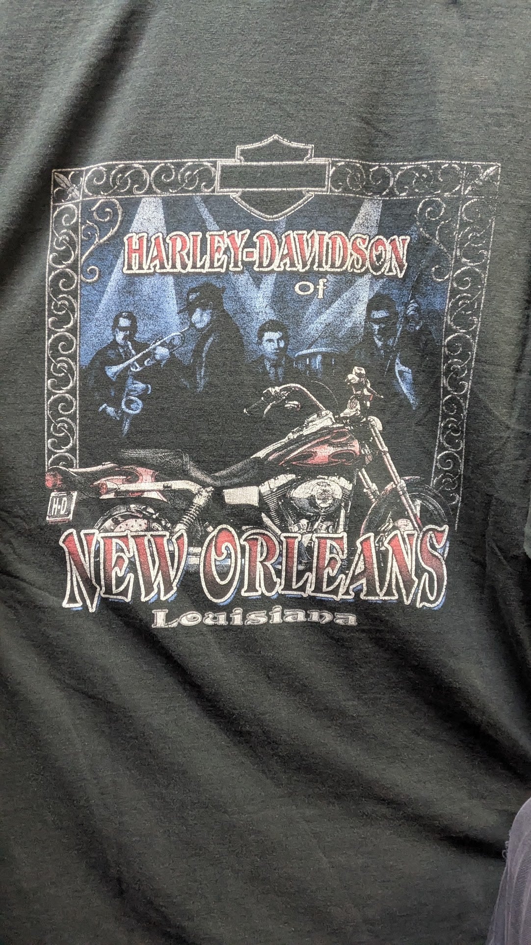 Harley-Davidson T-Shirt Men's XL New Orleans Louisiana Black USA Made Double Sided