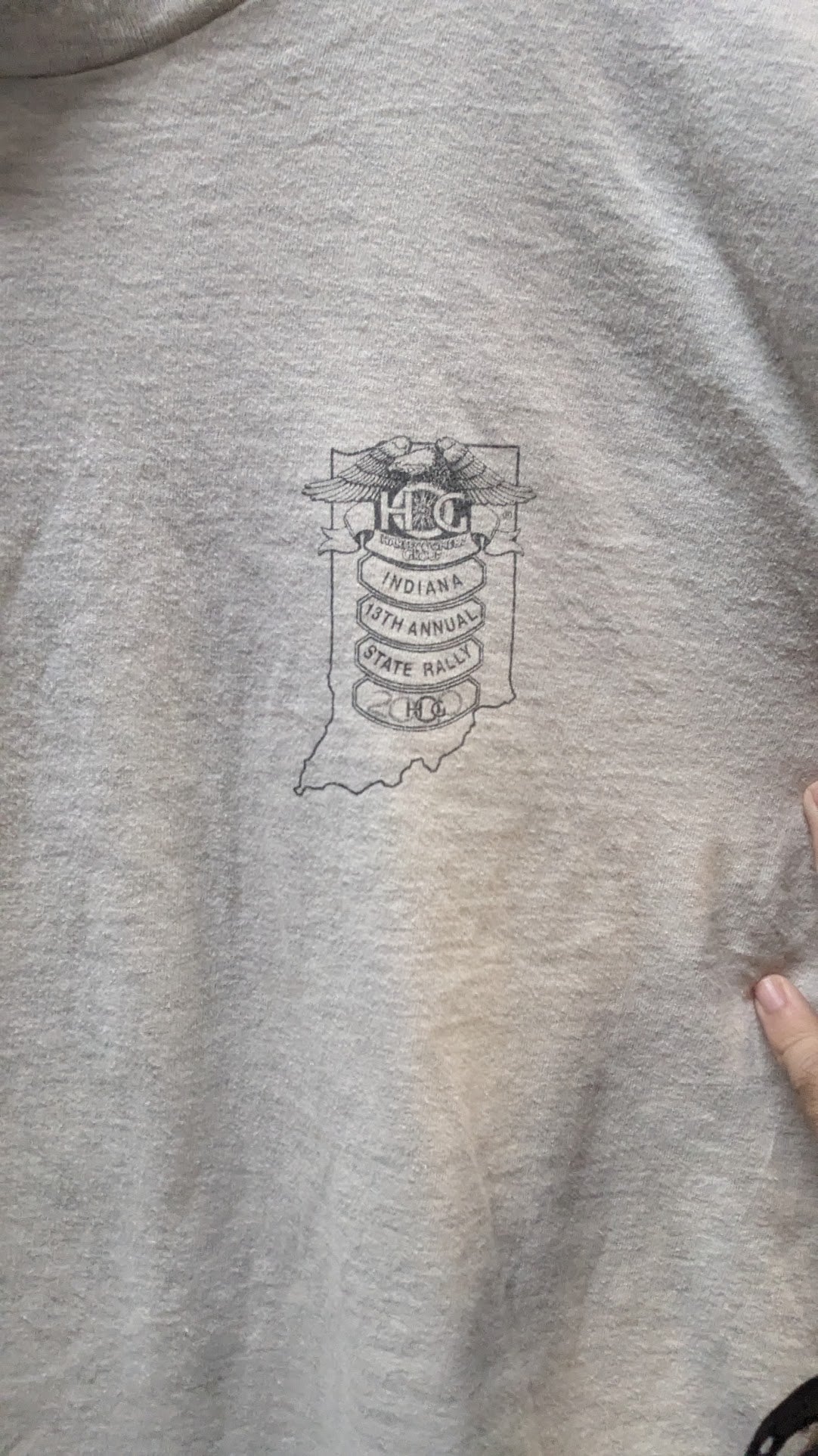 2000 Harley Owners Group HOG Indiana State Rally T-Shirt Men's Large Gray Terre Haute