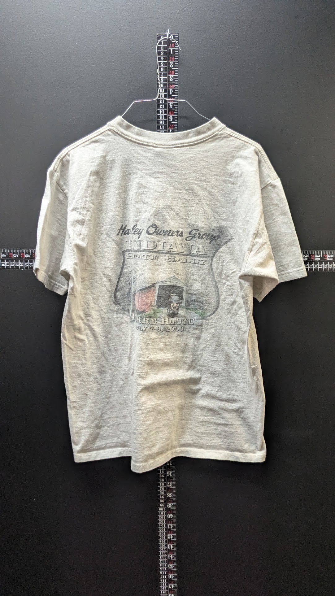 2000 Harley Owners Group HOG Indiana State Rally T-Shirt Men's Large Gray Terre Haute