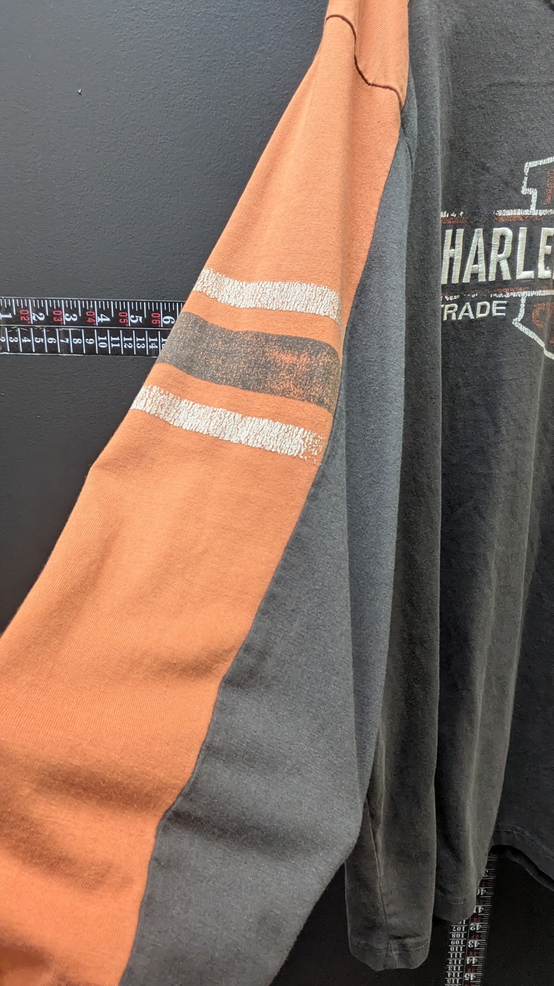 Harley-Davidson Long Sleeve T-Shirt Men's Dubuque Iowa Black Orange Raglan XL