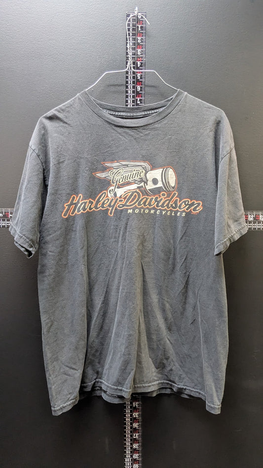 Harley-Davidson Genuine Piston T-Shirt Men's Medium Gray Greensburg PA Double Sided