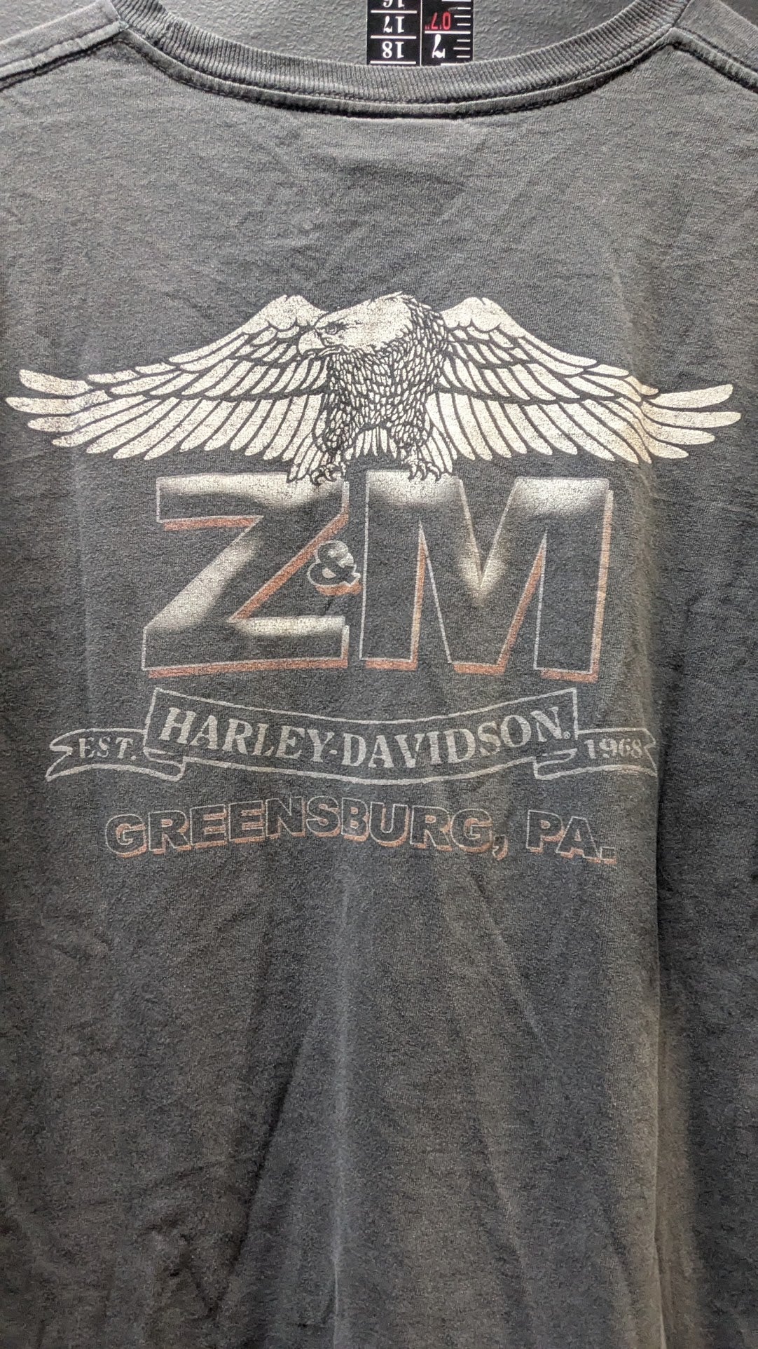 Harley-Davidson Genuine Piston T-Shirt Men's Medium Gray Greensburg PA Double Sided