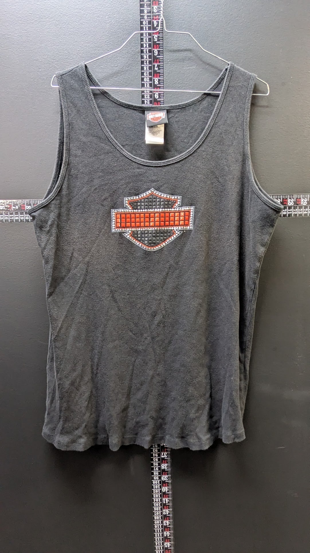 Harley-Davidson Women's 1X Black Tank Top Rhinestone Bar Shield Neidengard's Ohio