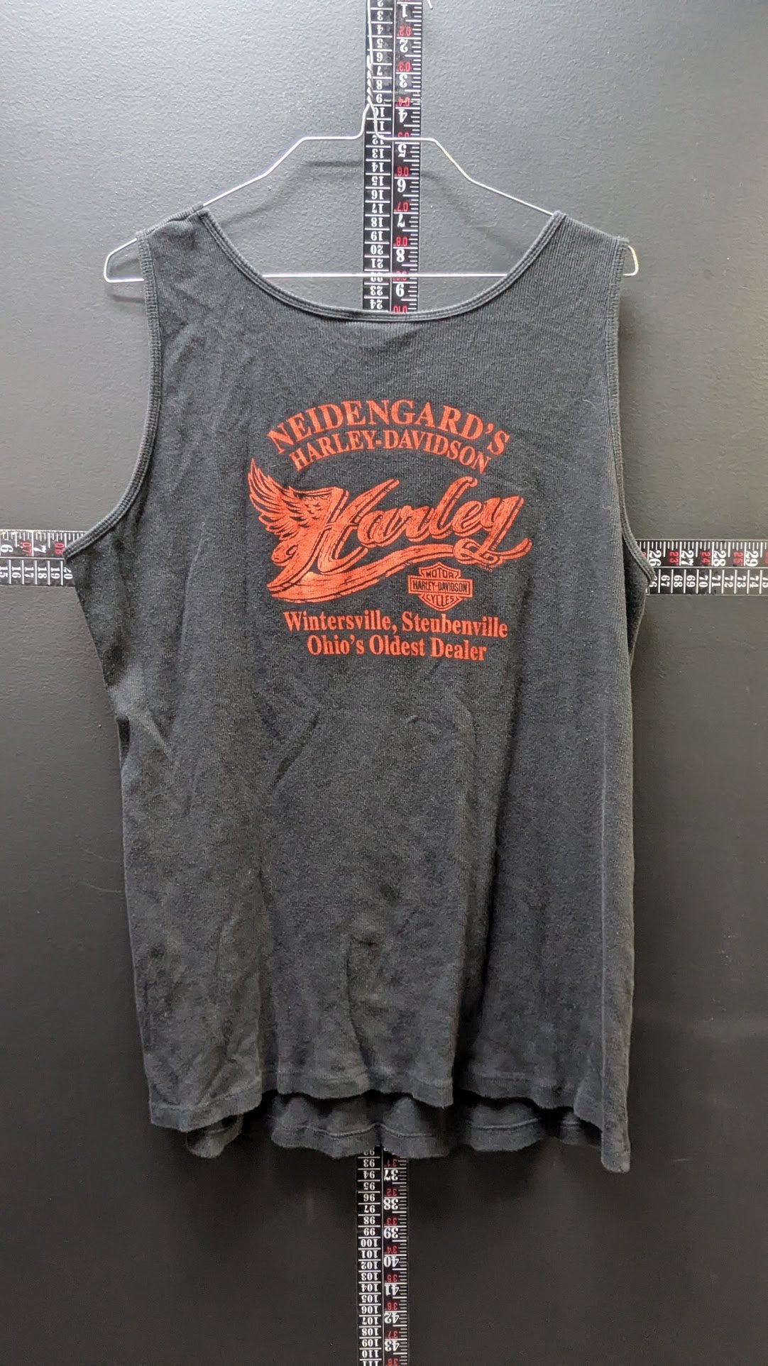 Harley-Davidson Women's 1X Black Tank Top Rhinestone Bar Shield Neidengard's Ohio