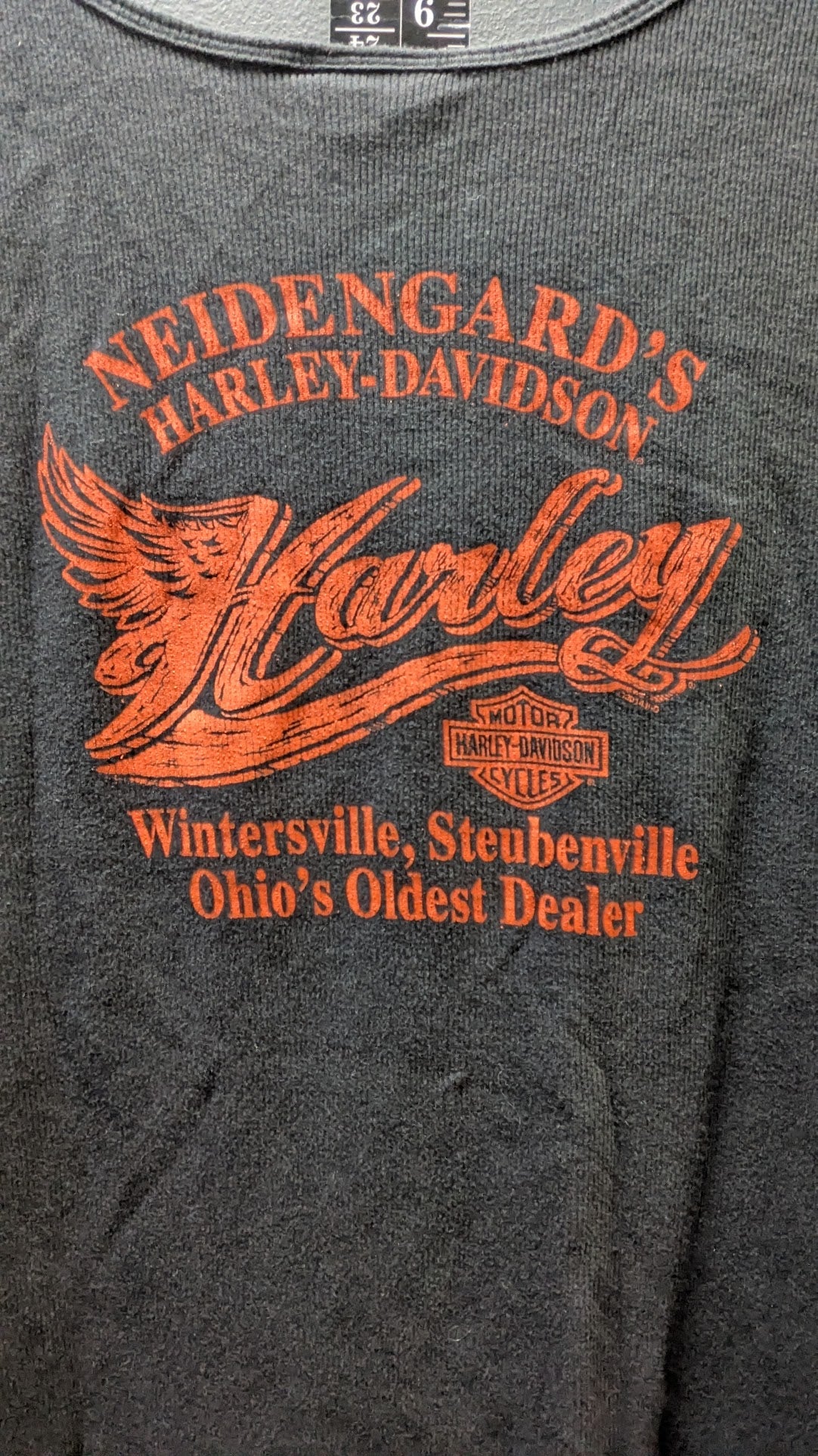 Harley-Davidson Women's 1X Black Tank Top Rhinestone Bar Shield Neidengard's Ohio