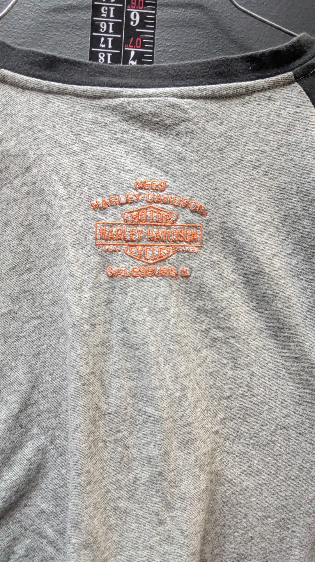 Harley-Davidson Henley Shirt Men's XL Gray Black Raglan Short Sleeve Embroidered Bar Shield
