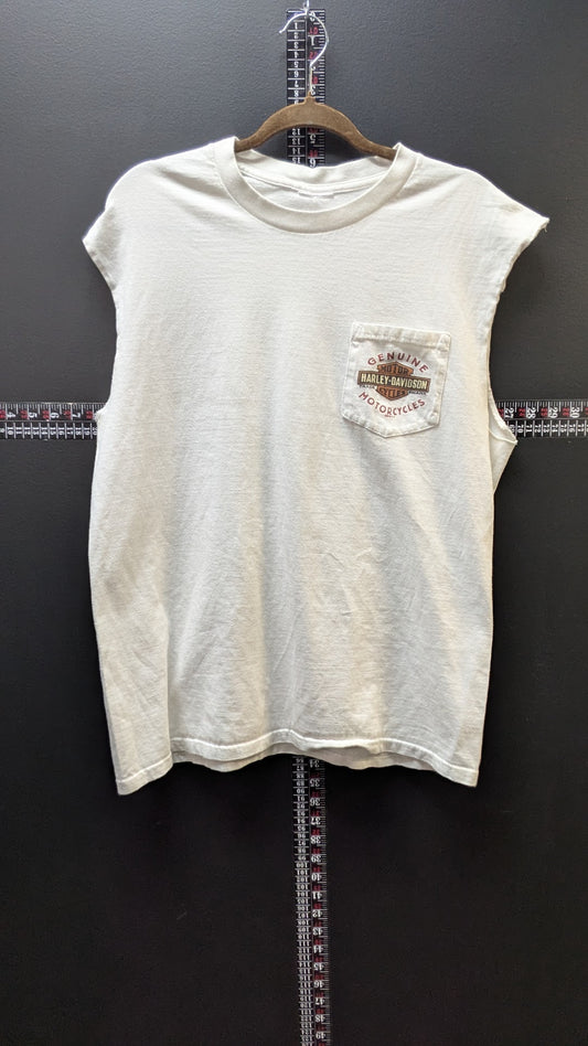 2003 Harley-Davidson Pocket T-Shirt Men's White Cut Off Sleeveless DuBois PA Double Sided