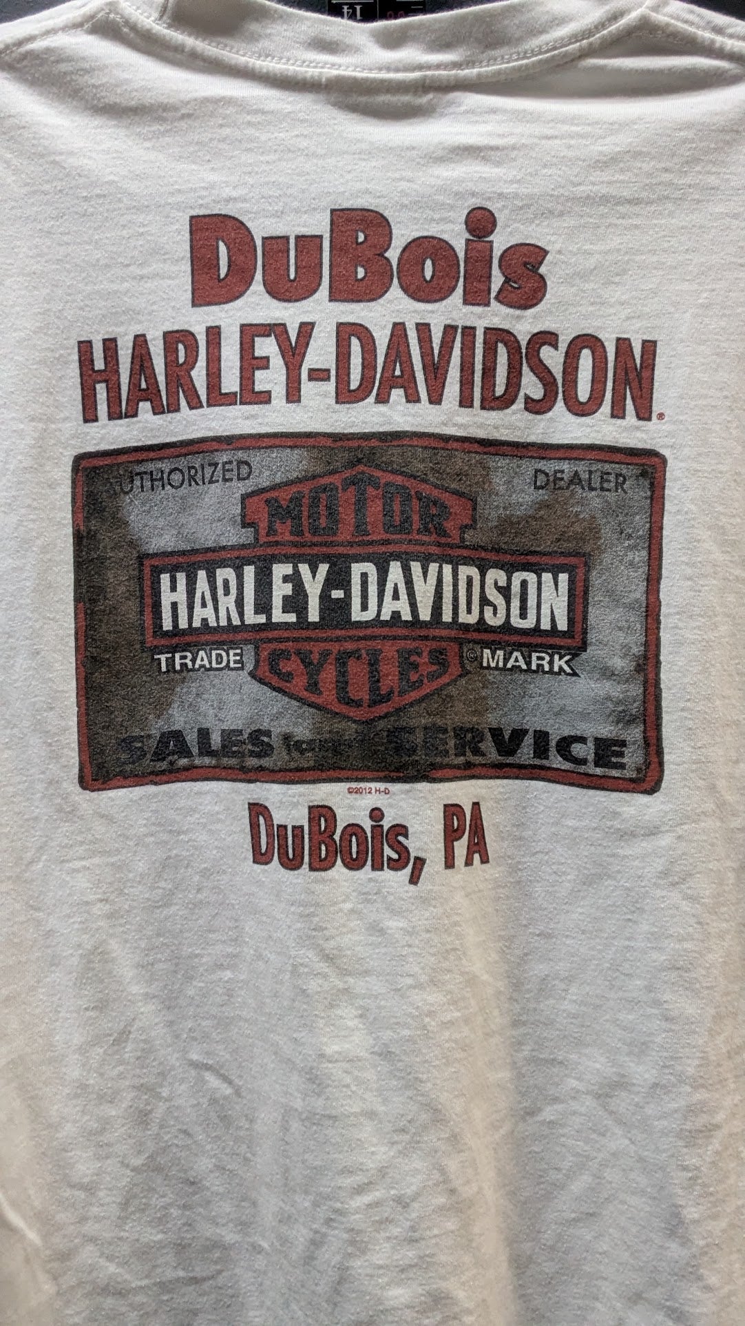 2003 Harley-Davidson Pocket T-Shirt Men's White Cut Off Sleeveless DuBois PA Double Sided