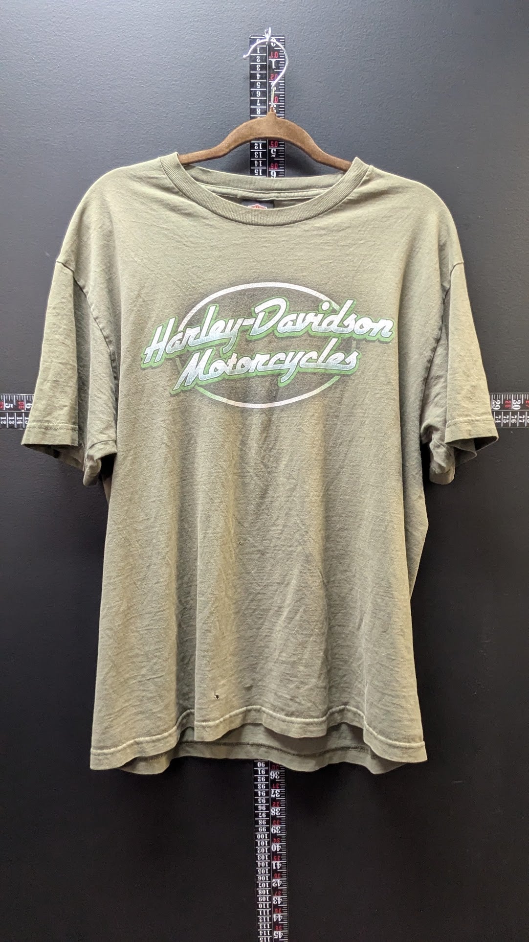 Harley-Davidson T-Shirt Men's Large Green Carolina Coast Wilmington NC Double Sided