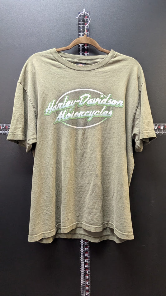 Harley-Davidson T-Shirt Men's Large Green Carolina Coast Wilmington NC Double Sided