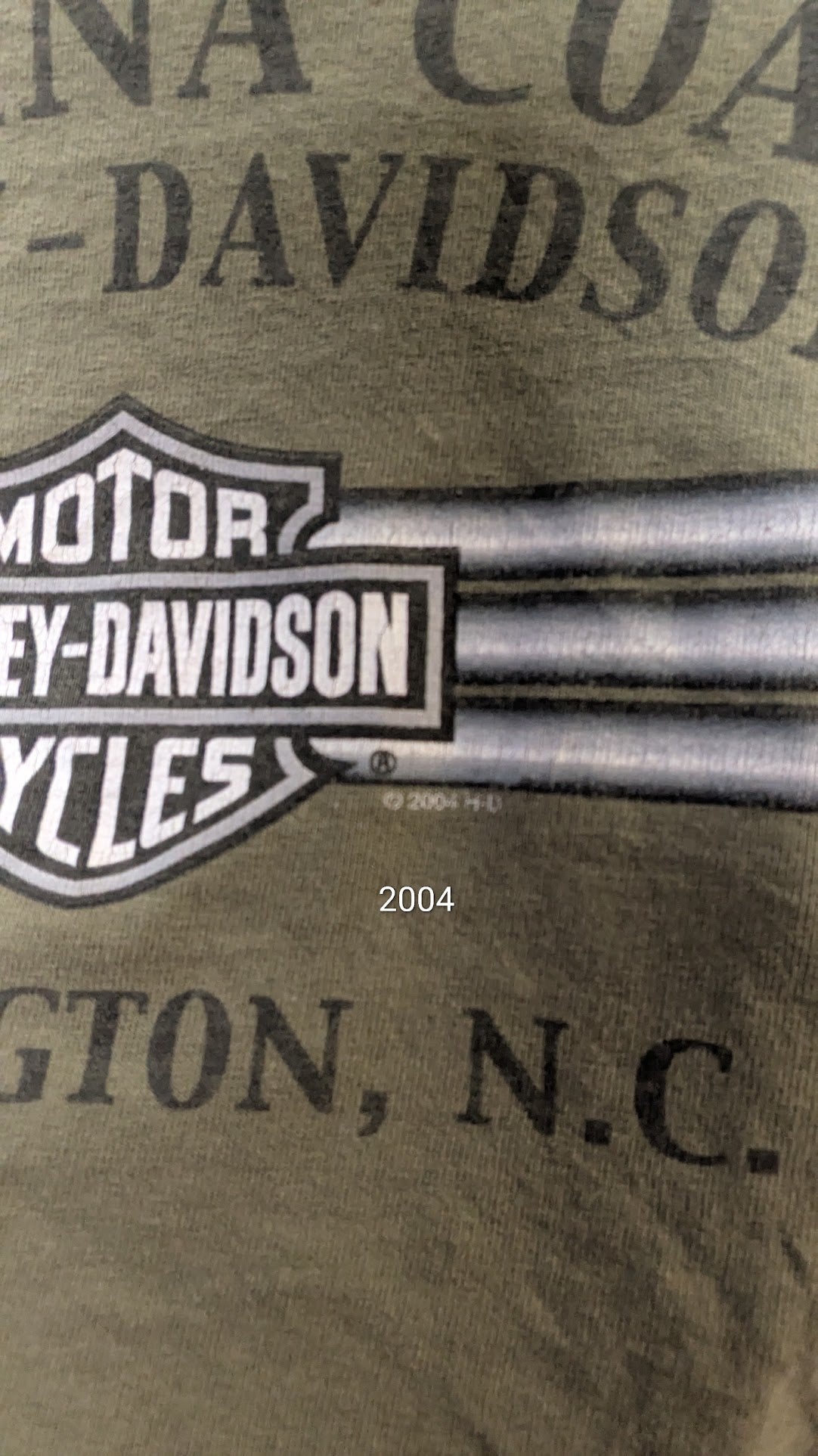 Harley-Davidson T-Shirt Men's Large Green Carolina Coast Wilmington NC Double Sided