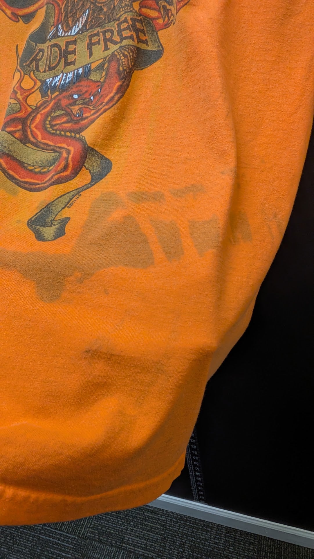 Harley-Davidson Oakland CA T-Shirt Men's Large Orange Ride Free Eagle Snake Double Sided
