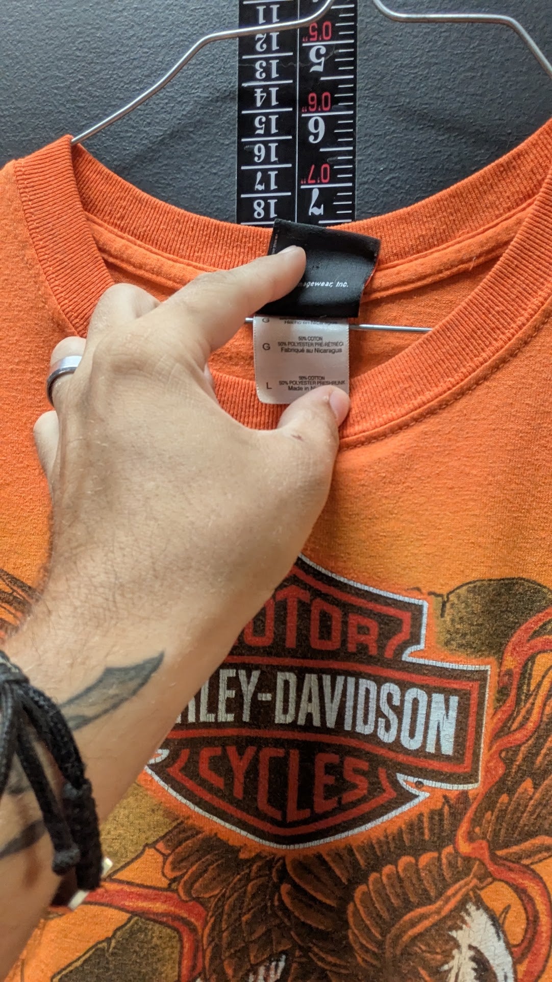 Harley-Davidson Oakland CA T-Shirt Men's Large Orange Ride Free Eagle Snake Double Sided