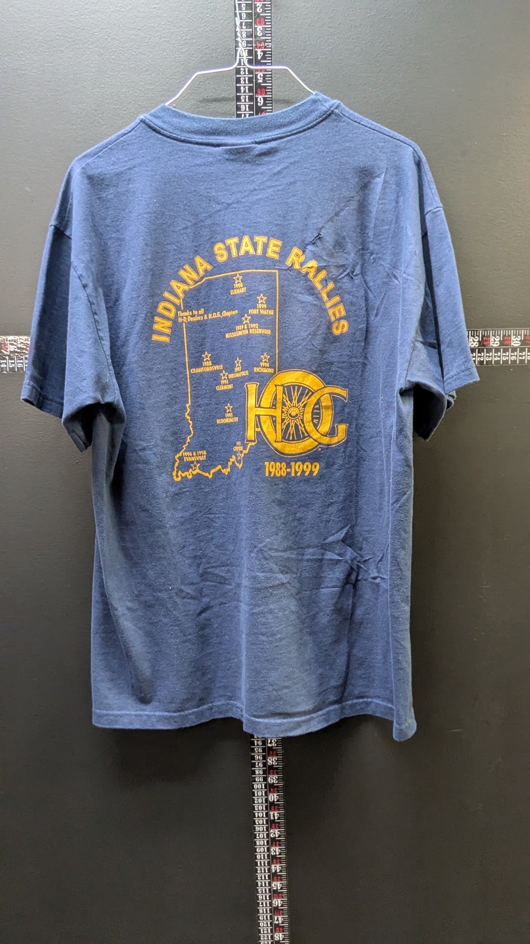 Vintage 1999 Harley-Davidson HOG Indiana State Rally Thunder In The Fort T-Shirt L USA