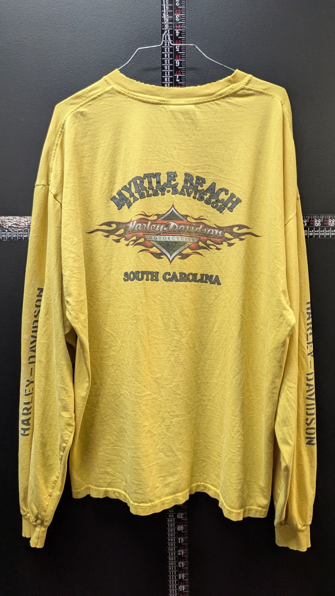 2007 Harley-Davidson Myrtle Beach SC Long Sleeve T-Shirt Men's 2XL Yellow Eagle Biker
