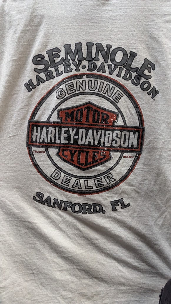 Vintage Harley-Davidson Pin-Up Girl T-Shirt Men’s Large White Double Sided