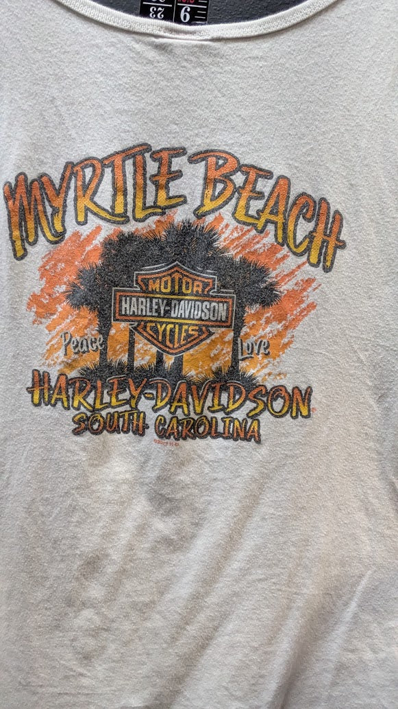 Harley-Davidson Peace Love Myrtle Beach Tank Top Women’s XL White Double Sided