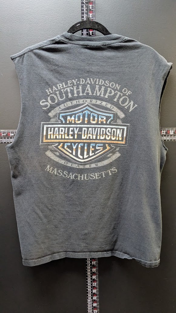 Vintage Harley-Davidson Skull Wing Sleeveless T-Shirt Men’s Black Double Sided