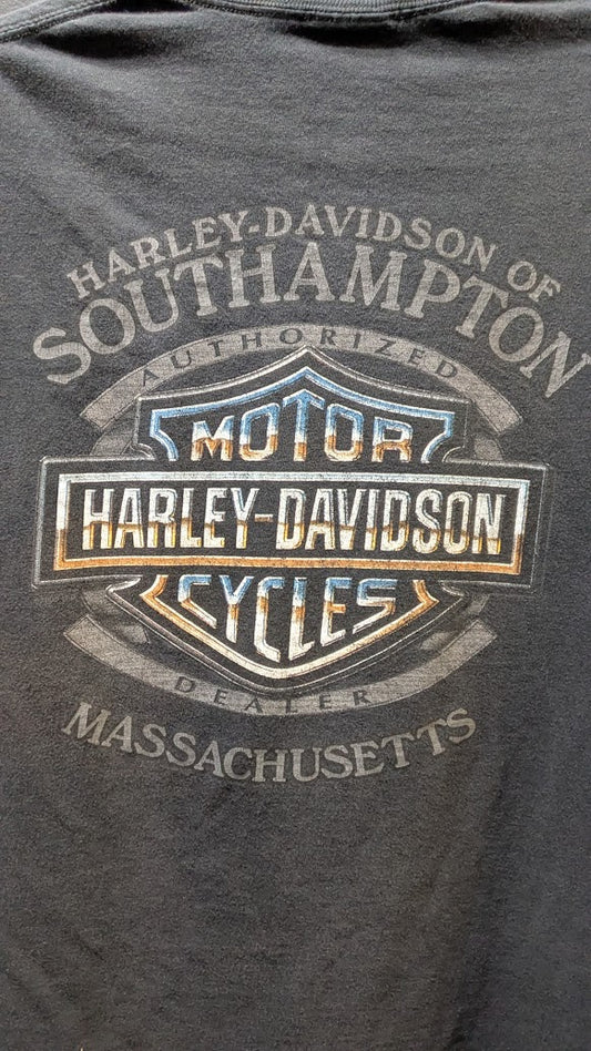 Vintage Harley-Davidson Skull Wing Sleeveless T-Shirt Men’s Black Double Sided